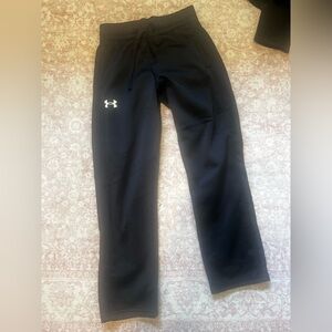 Under Armour Black Kids Athletic Pants with White Logo